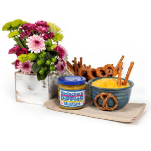 MudWorks Pottery Dipping Crock with Pretzels & Mustard
